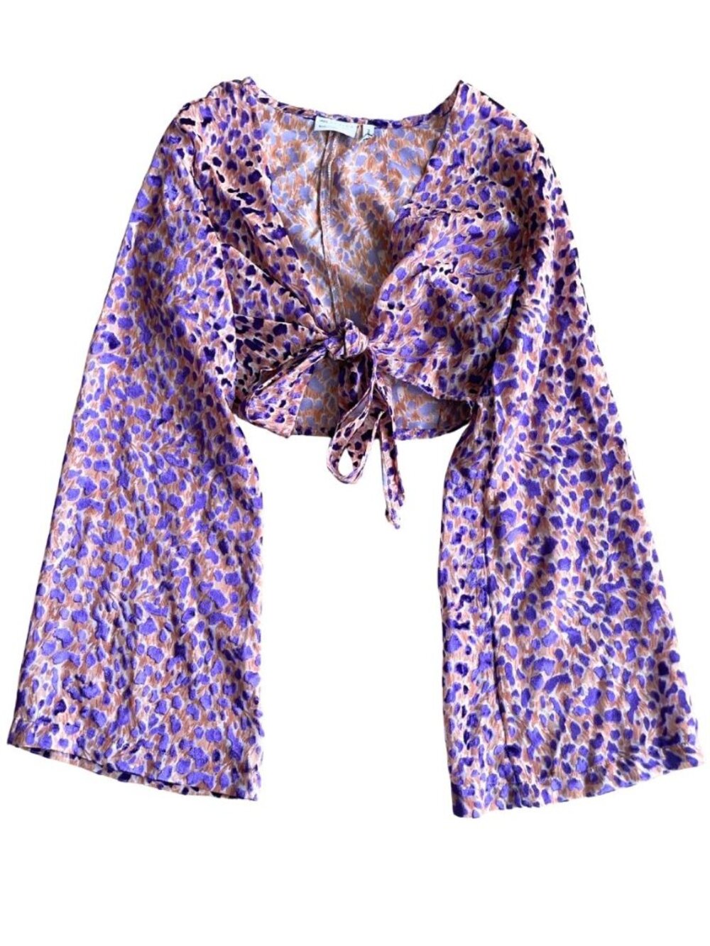 Entire Closet $5! ASOS Design Purple Velvet Leopard Tie Front Crop Top